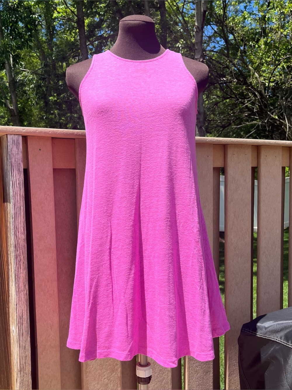 Old Navy Women’s Linen Blend Sleeveless Knit Swing Dress Raspberry Rhapsody XS